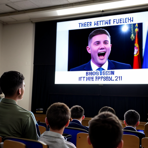 Students watched a recording of the speech delivered at a boys school assembly 
•	The speaker begins in a calm voice and pauses briefly before the word “future.”
•	When he says “the potential of our youth,” he raises his voice for emphasis.
•	He points toward the students sitting in front of him and smiles.
•	A large screen behind him shows images of rockets launching and students studying in classrooms.
•	The audience begins clapping before the speech ends, and the speaker nods in response.
