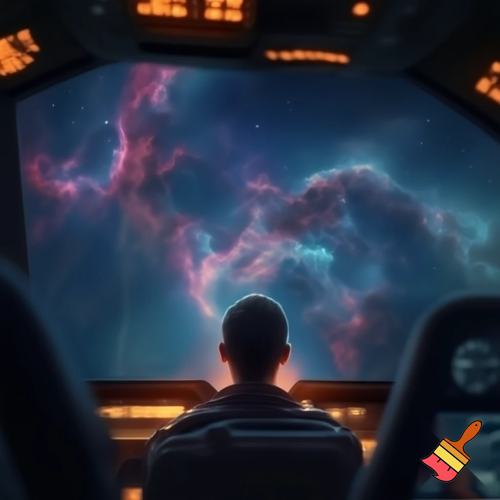 Interior cockpit view looking out at deep-space nebulae — colorful gaseous formations flowing like neural patterns, protagonist sitting contemplative, HUD overlays unobtrusive, emotional and quiet, soft warm highlights on face, ultra-detailed starfield.

Settings / Steps:

Aspect ratio 21:9 (cinematic).

Depth: foreground cockpit instruments, mid protagonist, background nebula.

Mood: contemplative, minimal action.


Negative prompt: text overlays, low detail, garish colors, watermark

Variations: external shot of ship drifting past nebula, portrait of protagonist in helmet.
