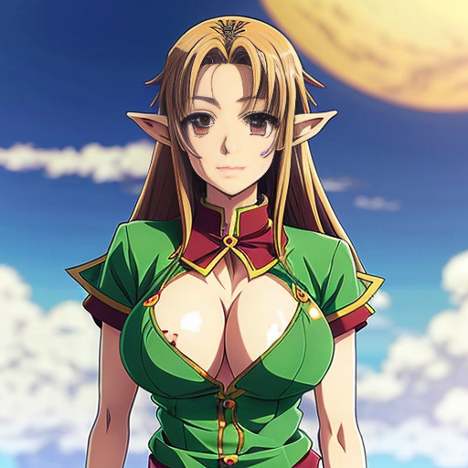 Elf Girl with Huge Tits in a blouse

