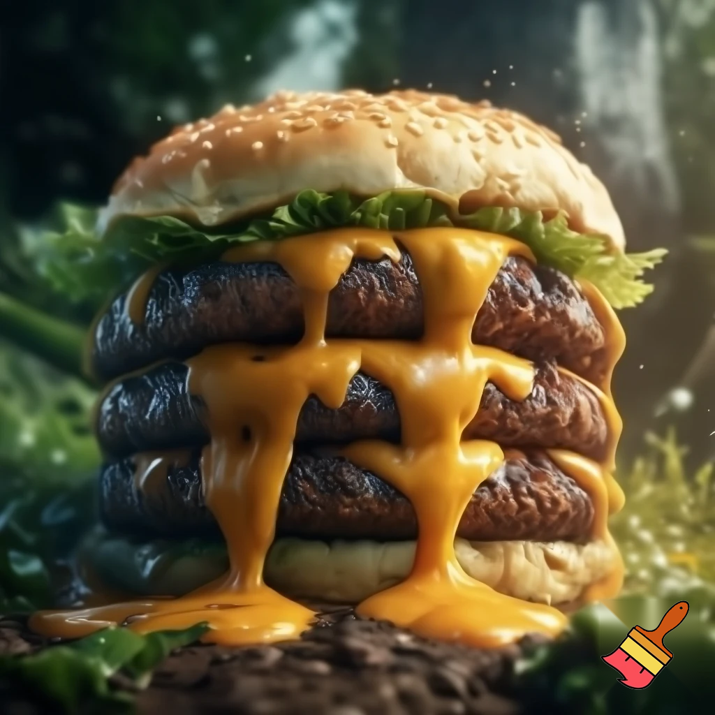 can i get a bacon egg and cheese made by megaknight by hand that is also a 8x8 cheese burger dragged across the garden that has a burger king foot lettuce with even extra cheese