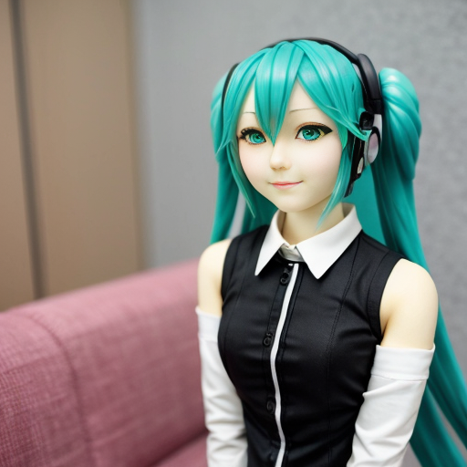 Miku old ai sits
