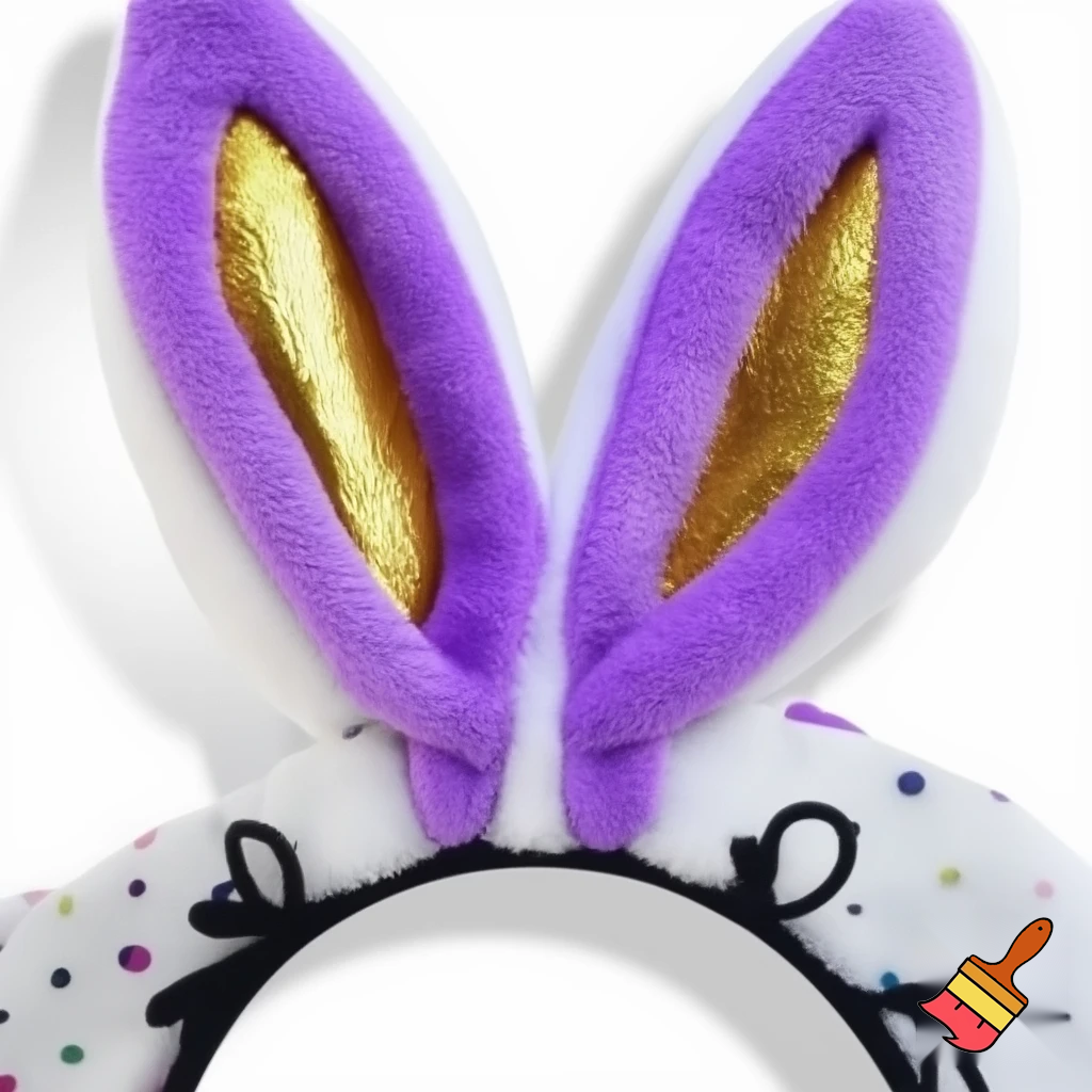  Purple and white Easter bunny headband top hat headband with gold