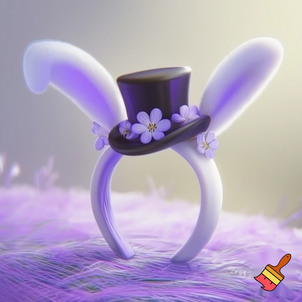 Easter top hat headband, Easter bunny headband, top hat, purple and white