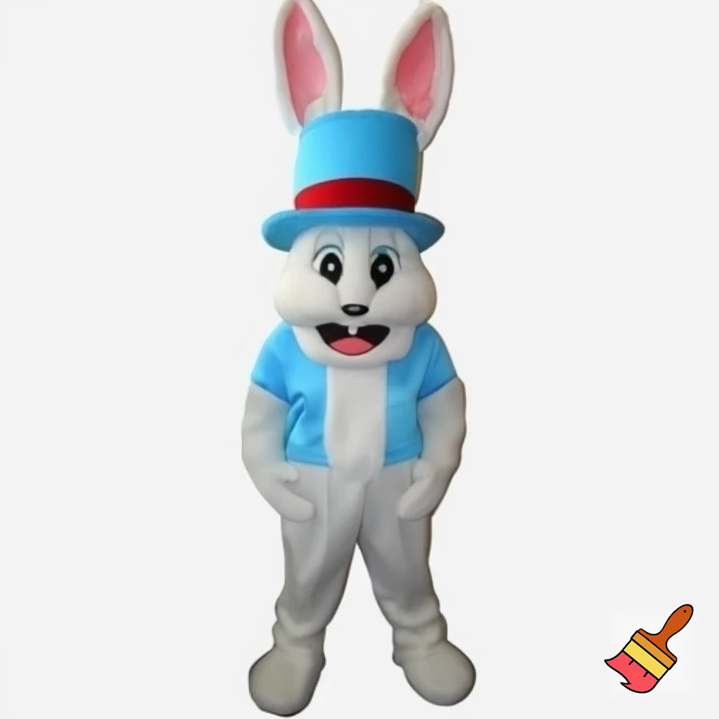 Easter bunny mascot top hat costume with a