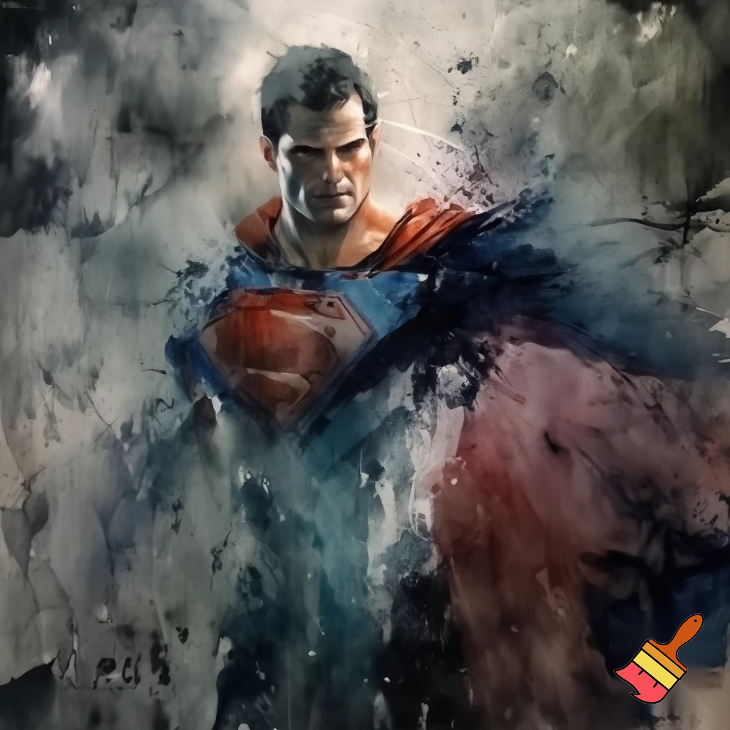 Superman, Stephen Gammell style watercolor painting
