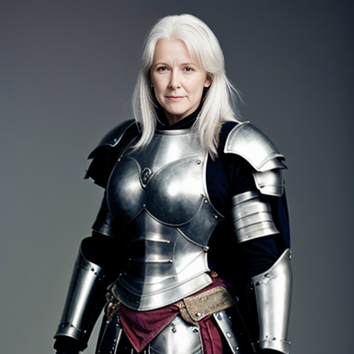 Tall white-haired woman in armor