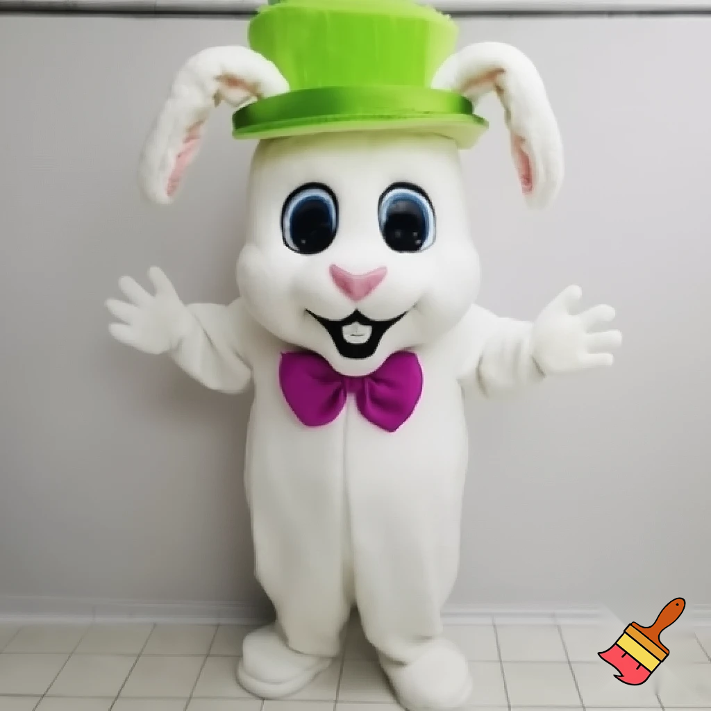 Easter bunny mascot top hat costume