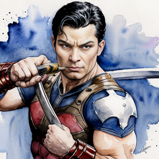 Superhero Timebreaker - bold, with silver eyes, wearing grey makintosh, have a katana