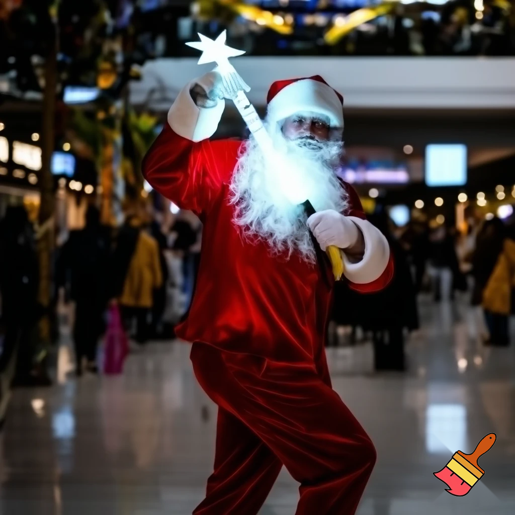 Santa Claus dancing shopping Centre walking Australian magic walking stick walking stick star