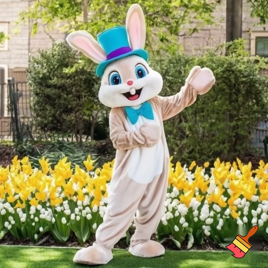 Easter bunny mascot top hat costume