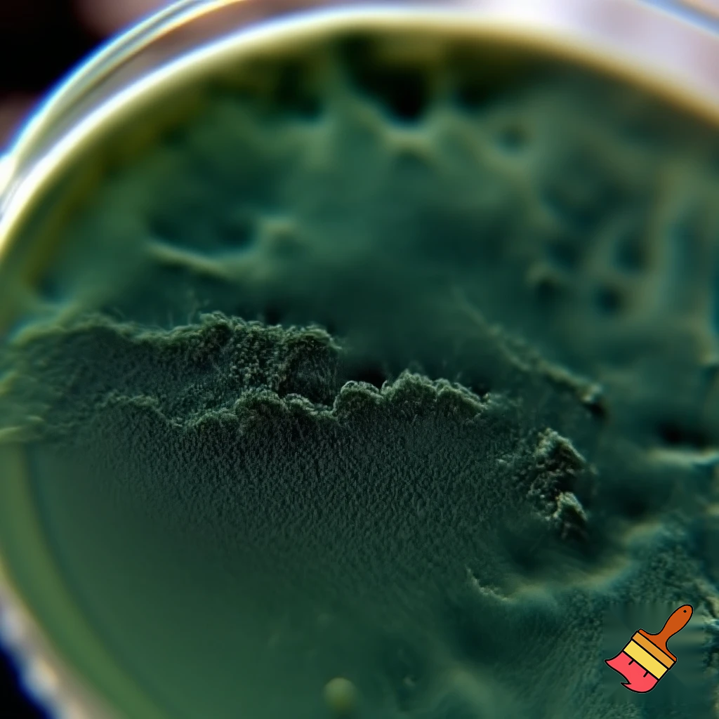 dark green mold on a petri dish