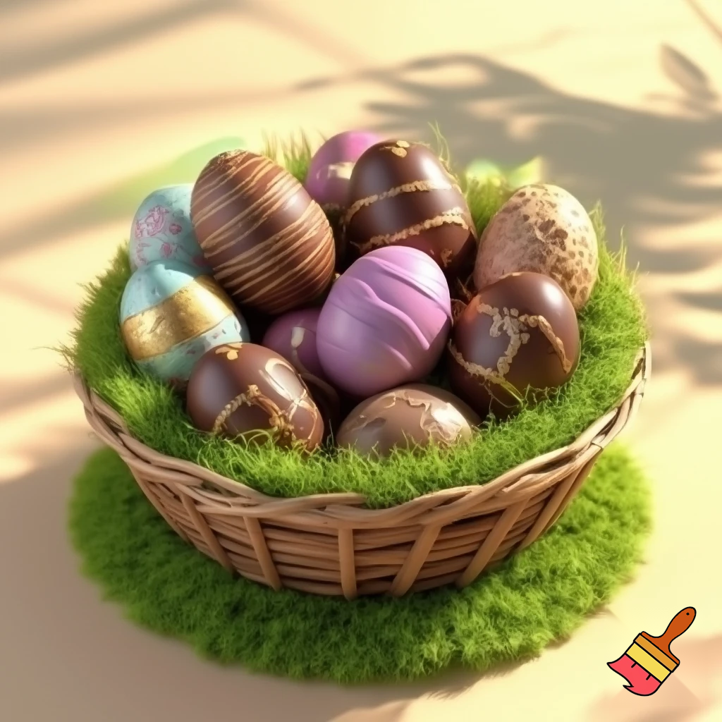 Easter egg basket chocolate Easter egg basket grass fake grass