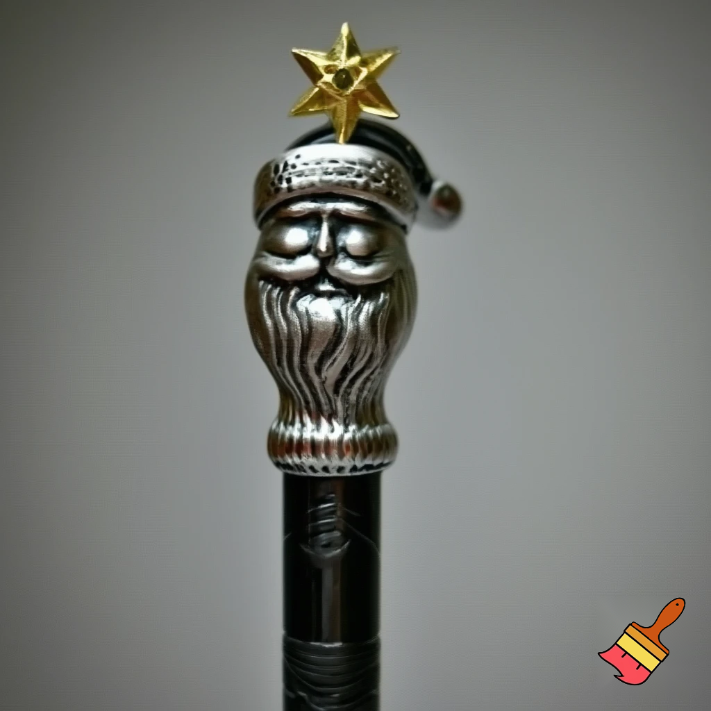 Russian Santa Claus walking stick with a star Santa Claus the real Santa Claus metal