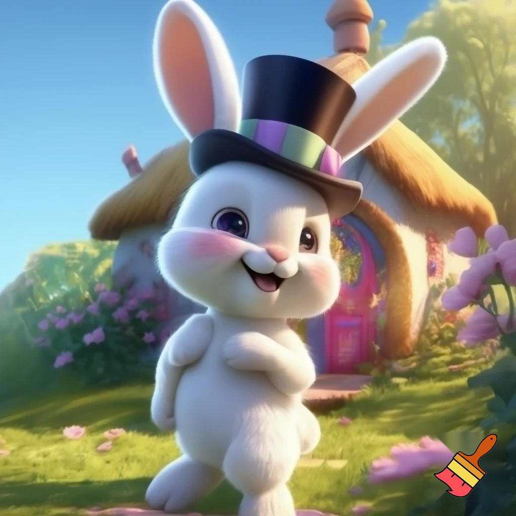 Easter bunny mascot top hat costume Easter bunny’s house