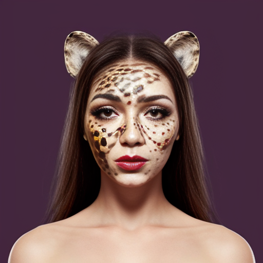 make this art unique with features  and change background and make cheetah print on the cheeks 