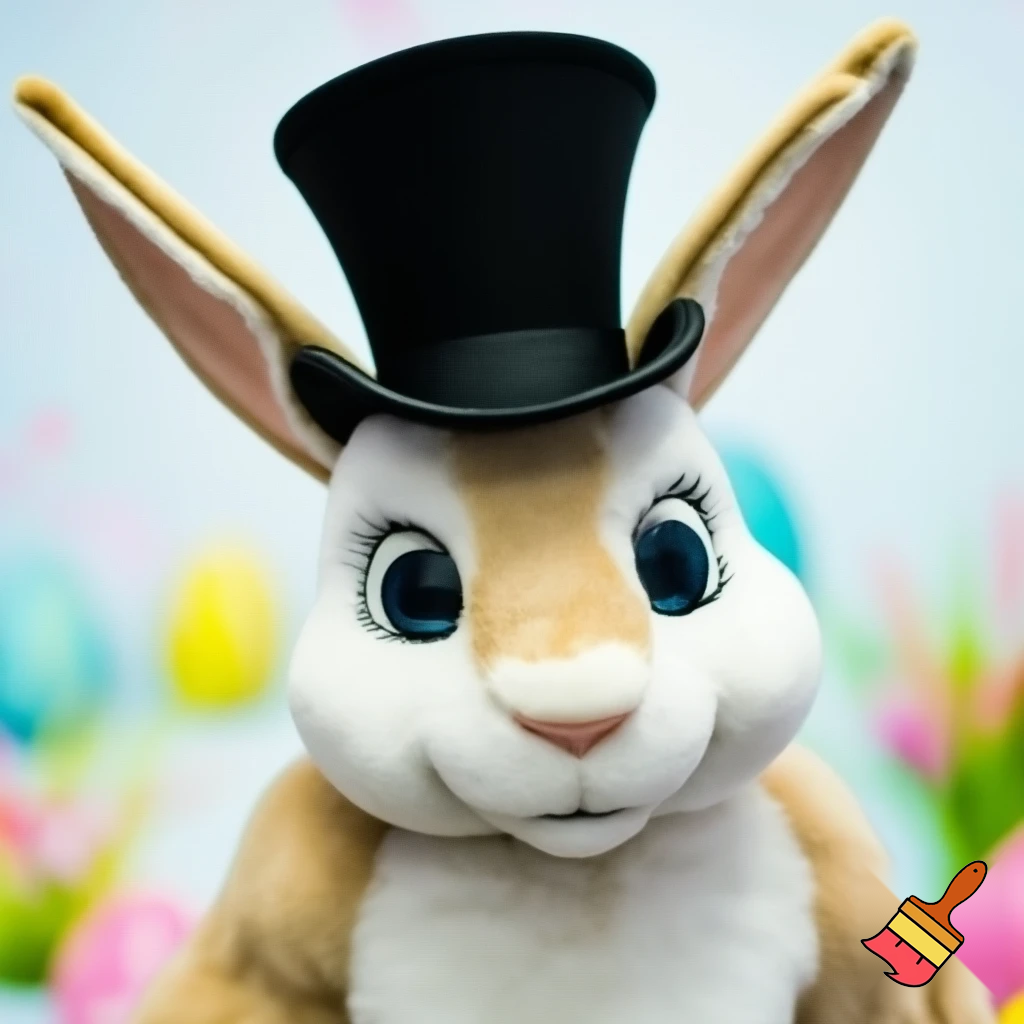 Easter bunny mascot top hat costume