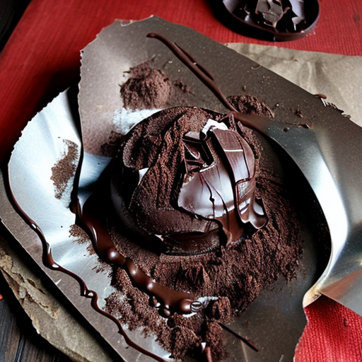 Lots of dark chocolate that is broken up into pieces. It looks messy.