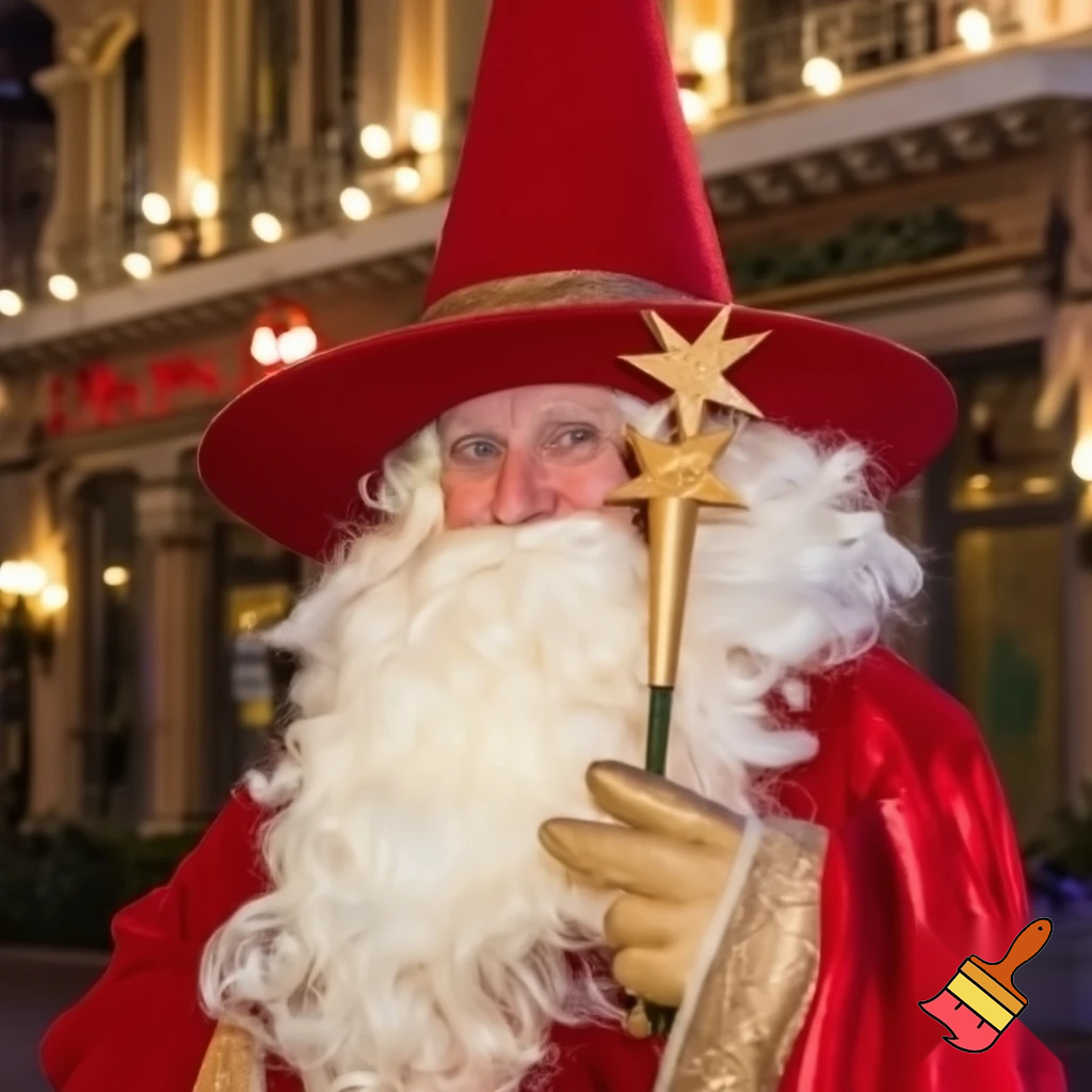 Santa Claus Pennwell Disney🇫🇷 wizard Santa Claus Santa Claus real person Disneyland Paris Santa Claus in Paris the wizard💫🏰 a wizard hat Magic Star wand Santa Claus hat wizard Santa Claus hat