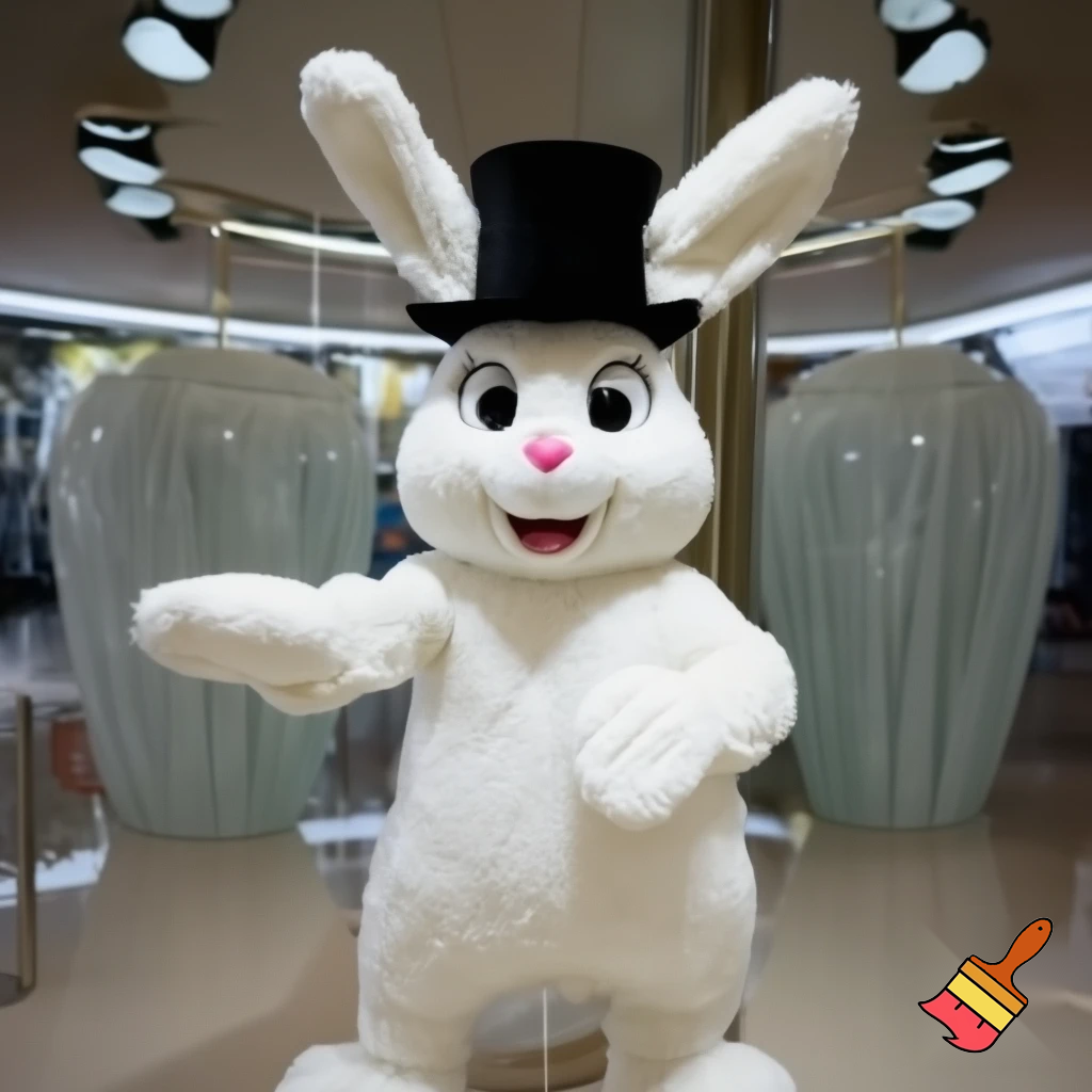 Easter bunny mascot top hat at the shopping centre mascot costume Darrell Lea magic room