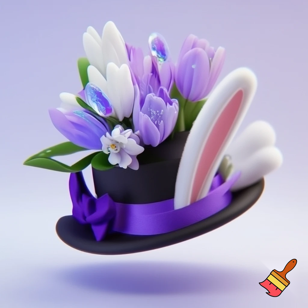 Easter top hat headband, purple and white