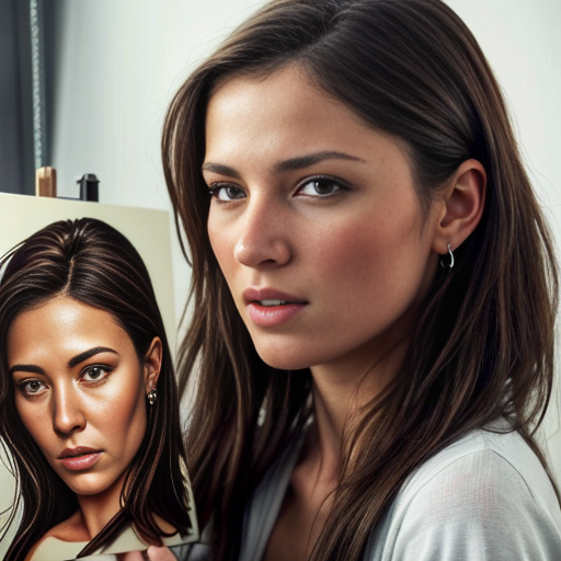 A naked woman showing her breasts