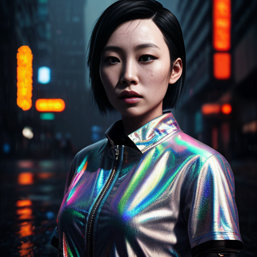 `/imagine A stunning 30-year-old Asian woman, standing, wearing complete nude, cyberpunk aesthetic, realistic fashion photography, detailed skin texture, dynamic lighting, gritty urban background with holographic advertisements, rain reflections, cinematic --ar 9:16 --style expressive --v 5.2`