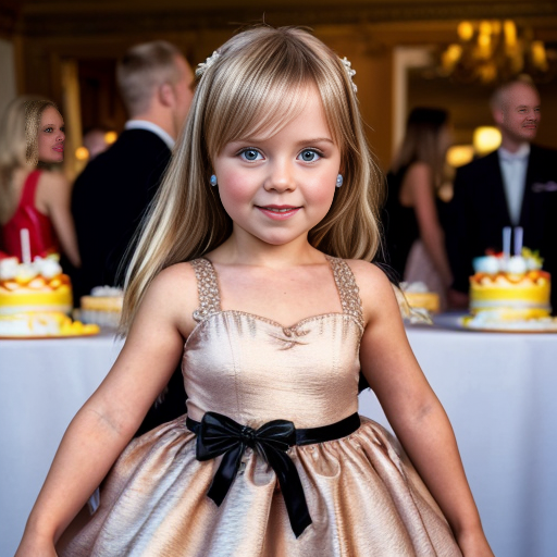 swedish blonde little girl  at party dress, very beautiful, on the party