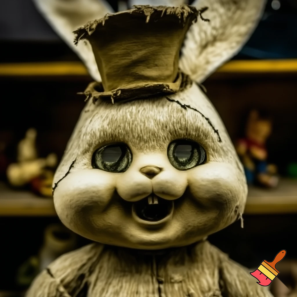 Easter bunny mascot top hat costumes🏰🚪 Easter bunny creepy toy