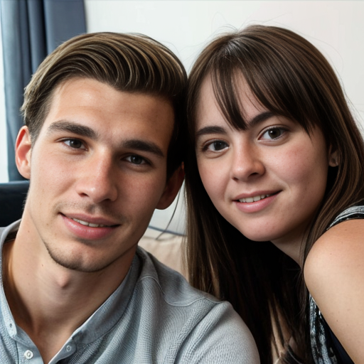 Goretzka and Vanessa at the living room 