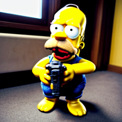 homer Simpson vs Elmo with gun