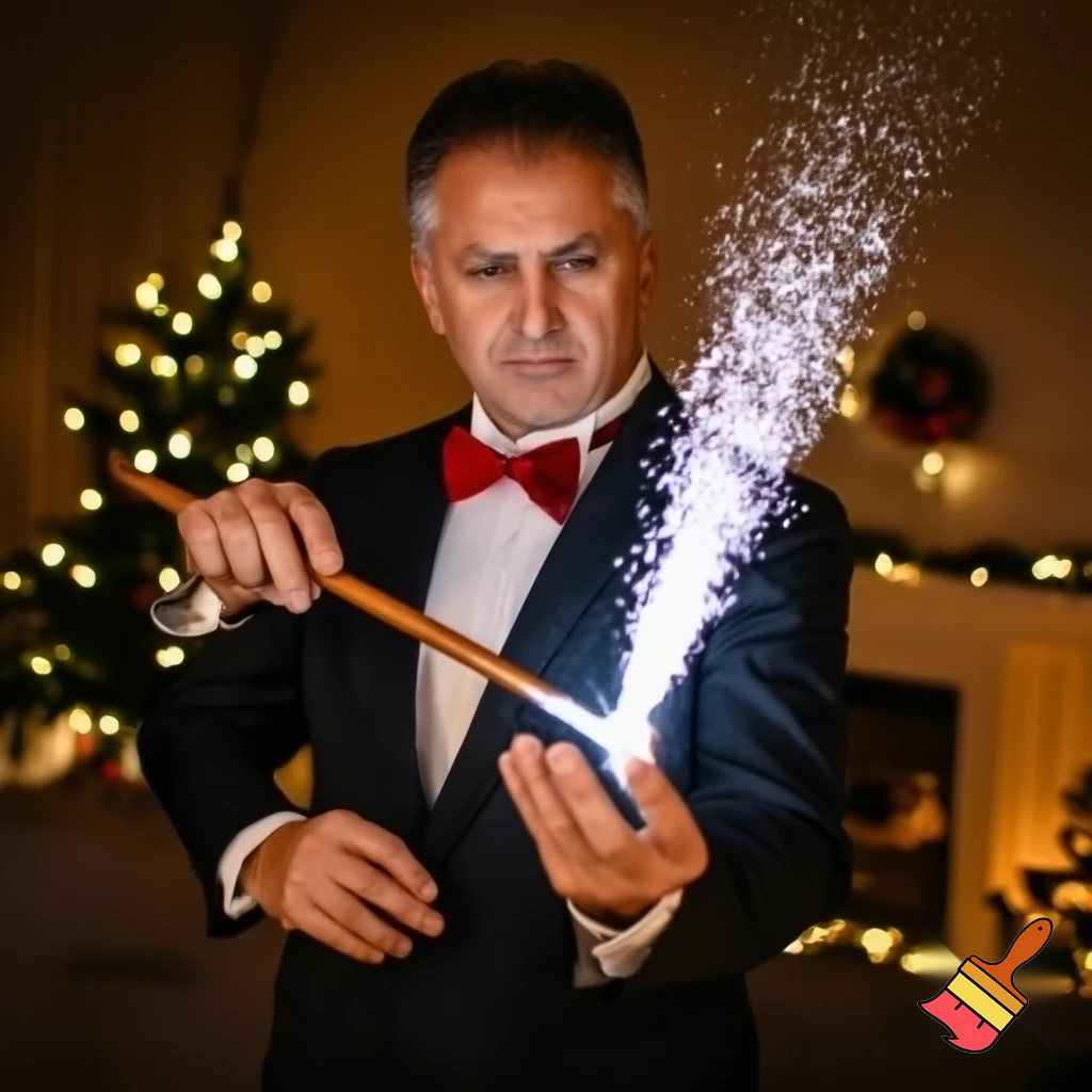 Magic magic Christmas magician an adult kid an adult kid wand magic wand