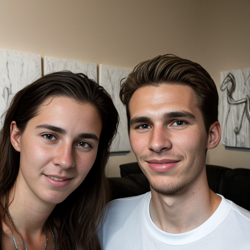 Goretzka and Vanessa at the living room 