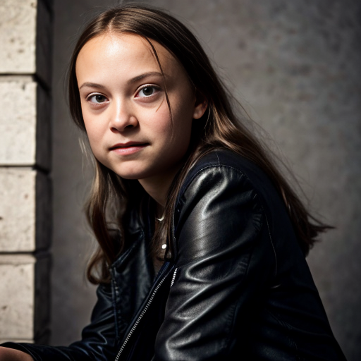Greta Thunberg in leather dress