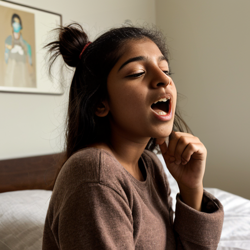 A brown girl waking up
