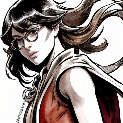 PAGE 1, PANEL 1 SUPERHERO INTRODUCTION:
"Anime superhero girl with long dark reddish-brown hair, round glasses, warm brown skin tone, fierce determined expression like Tanjiro, wearing a flowing dark cape or coat, dramatic powerful stance, glowing aura around body, stormy sky with lightning behind her, Demon Slayer anime art style, black and white manga ink drawing, high contrast, bold lines, vintage comic aesthetic