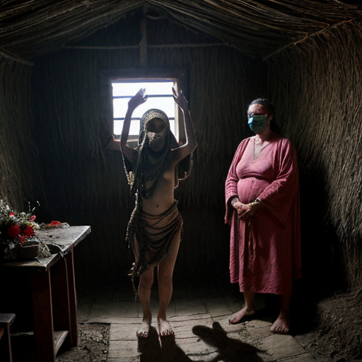 Her mother, Yura, had hidden her in the root cellar beneath their hut, wrapping her in damp cloth to mask her scent. It was a desperate act, born not of rebellion, but of love. She knew the price. She had known it since she was a child herself.
As the sun struck the altar’s peak, the elders emerged from the jungle, silent and skeletal, their bone masks glinting in the dying light. They did not speak. They did not search. They simply turned to Yura.
She did not run.
She stepped forward, arms raised, wrists bare.
But the elders did not stop at her.
They took her sister. Her cousin. Her niece.
Four women, bound together at the altar, arms stretched, wrists strung high. A chain of blood and defiance.
And then, from the jungle, came the sound.
Not a roar.
A breath.
A low, seismic exhale that made the trees bow and the villagers fall to their knees.
Kong had come.
But not for worship.
For judgment.