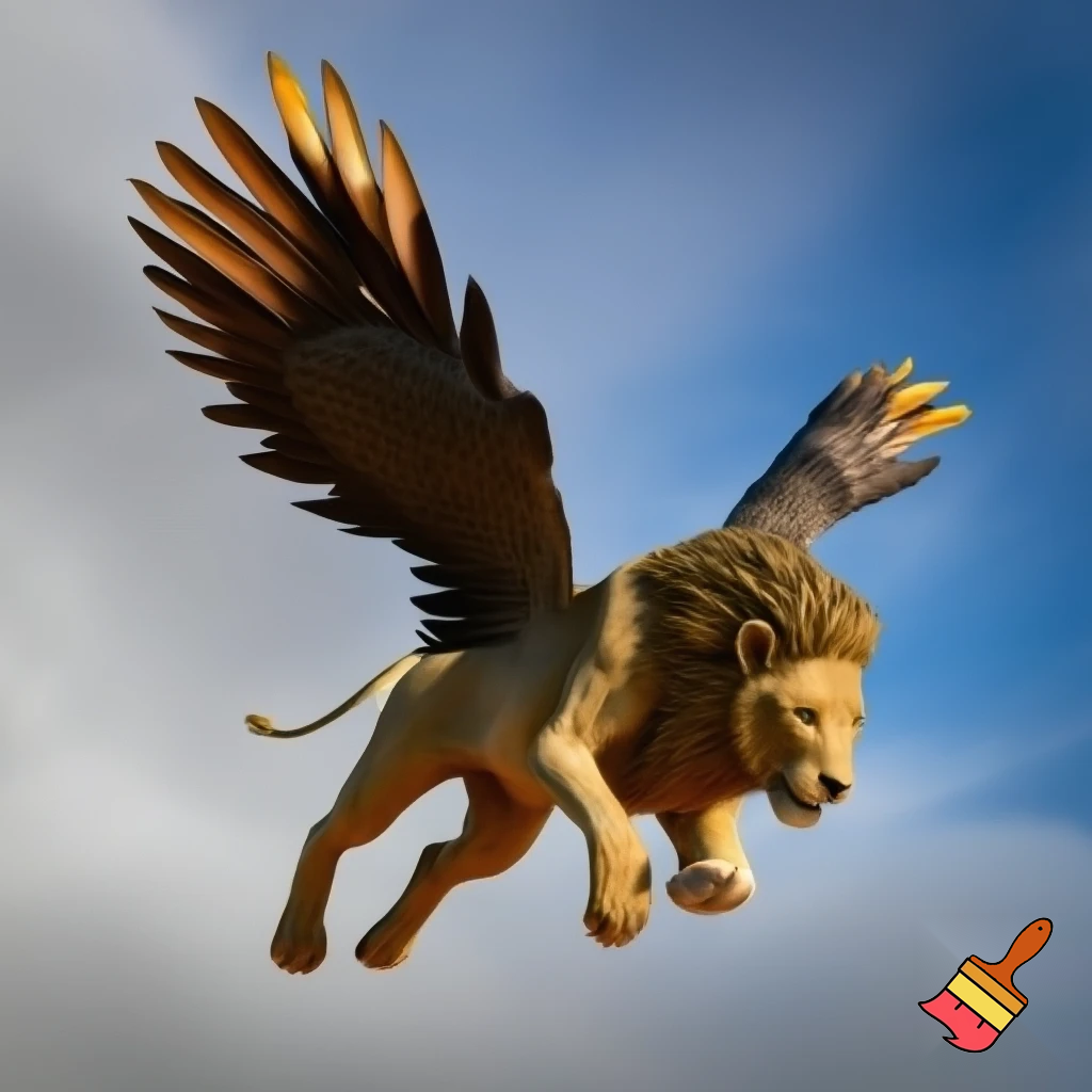 create an image of a flying lion craion.