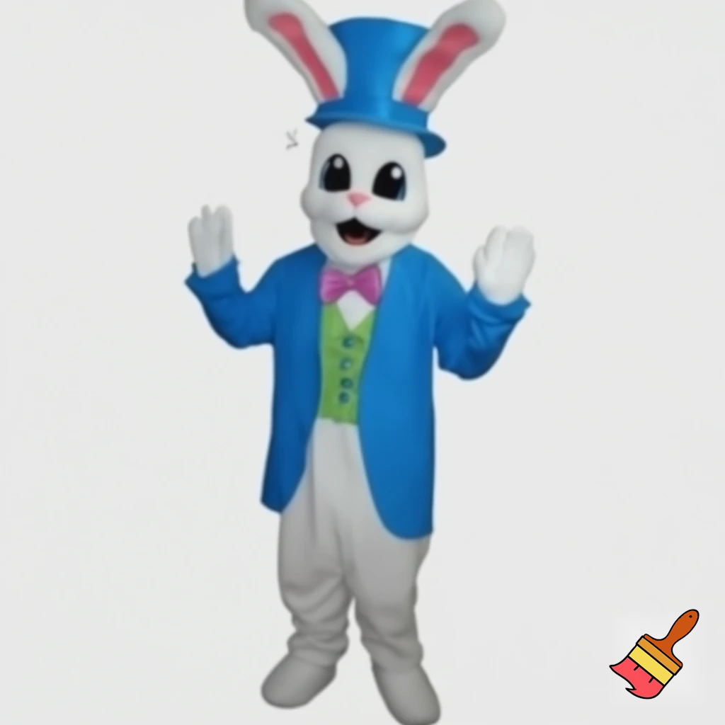 Easter bunny mascot top hat costume with a