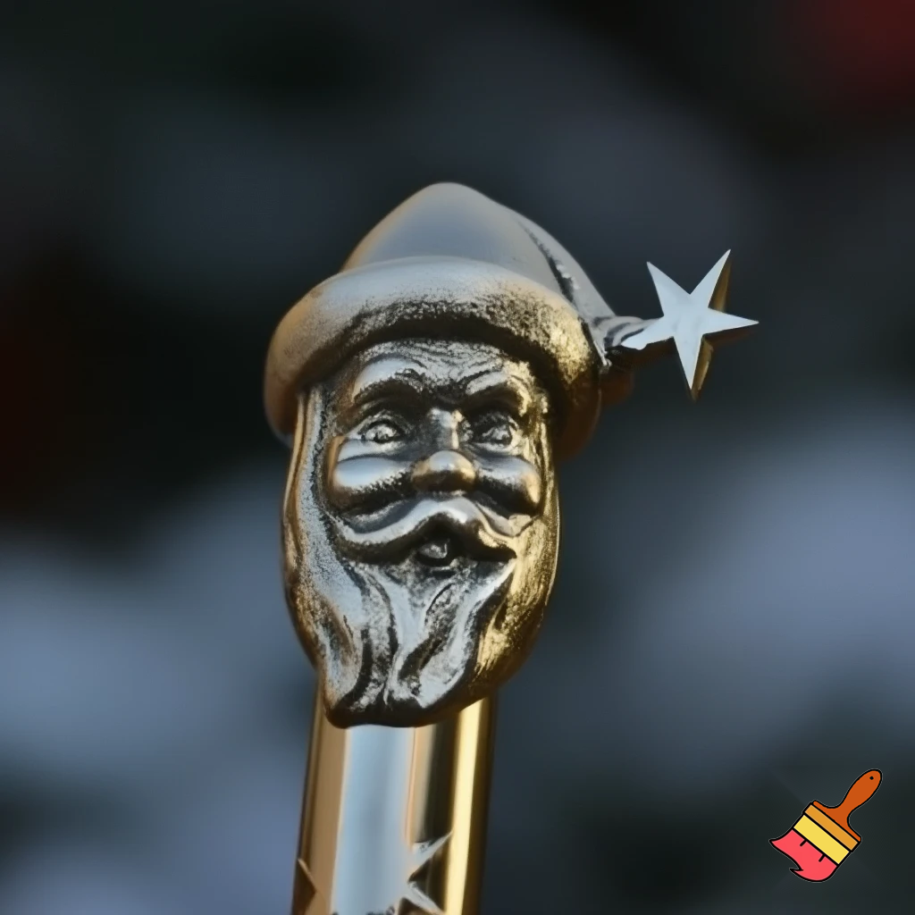 Russian Santa Claus walking stick with a star Santa Claus the real Santa Claus metal