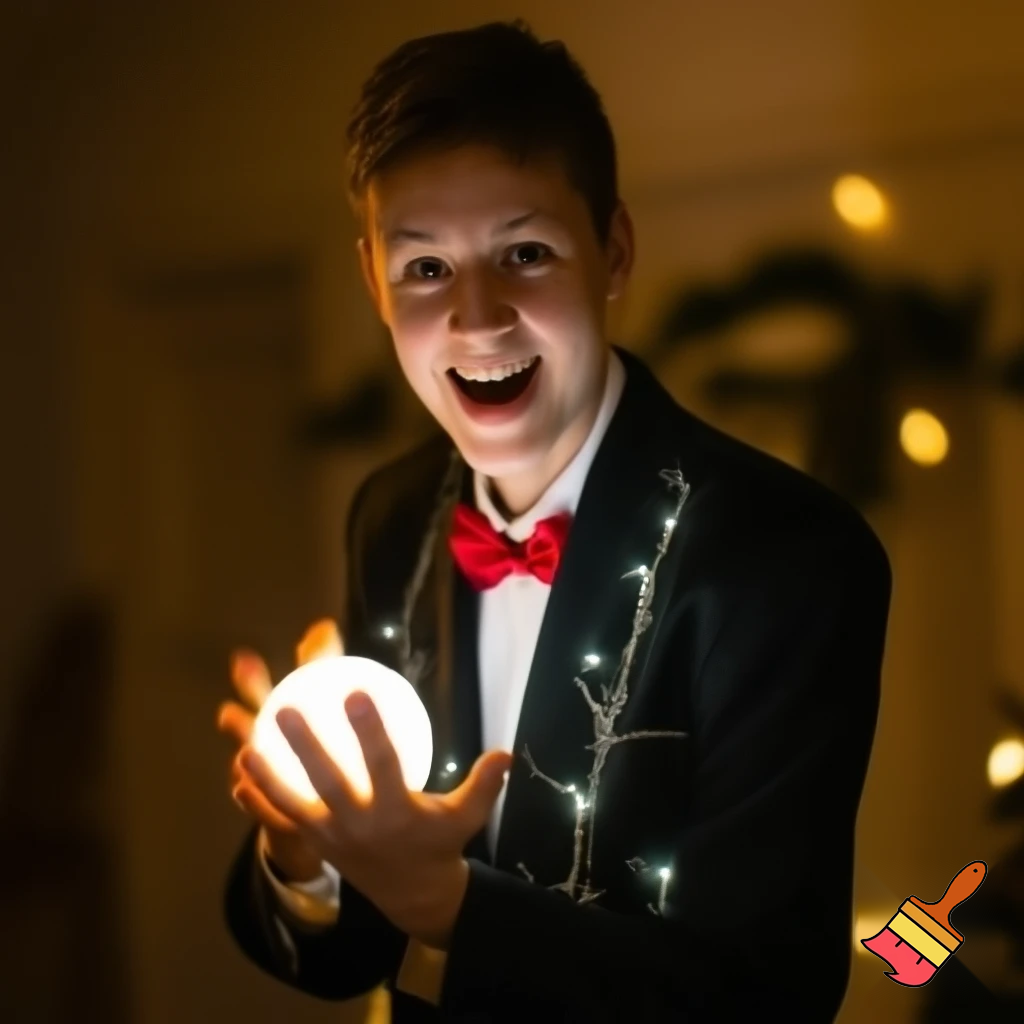 Magic magic Christmas magician an adult kid an adult kid