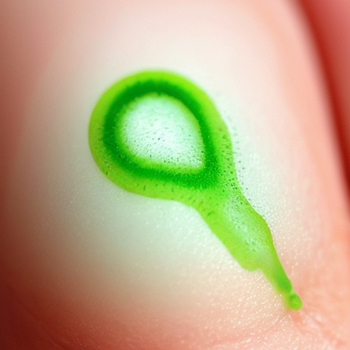 a logo that consist in a green drop of blood that looks like it's fading away like is a ghost.