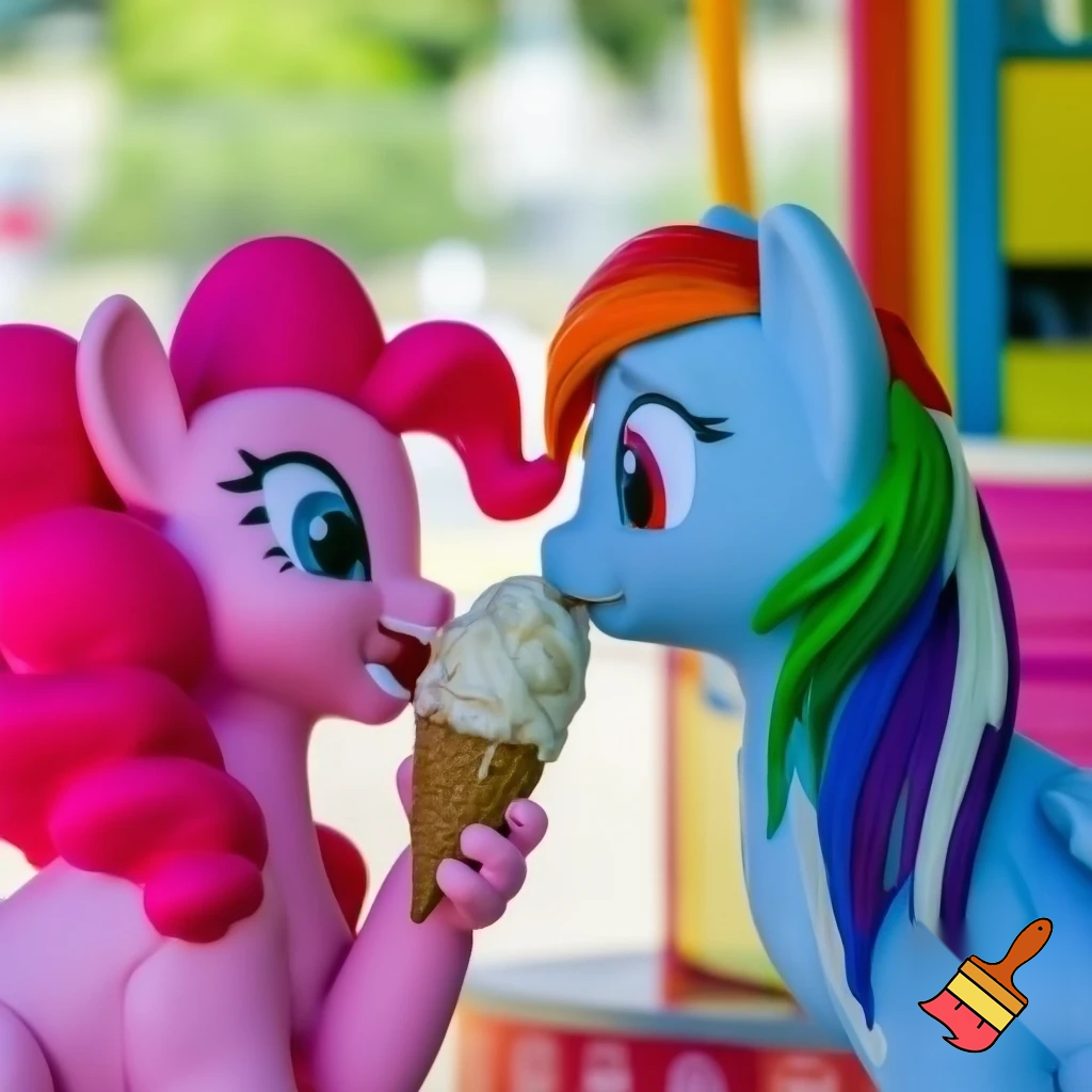 Pinkie pie and rainbow dash with ice cream 