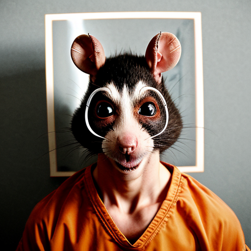 evil rat, mugshot smirking , super strong criminal rat mugshot