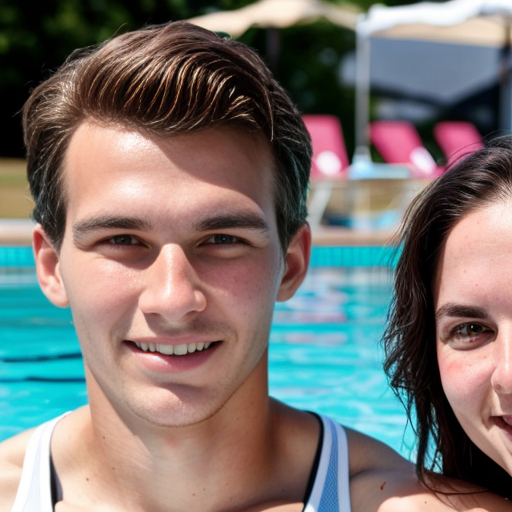 Goretzka and Vanessa at the pool