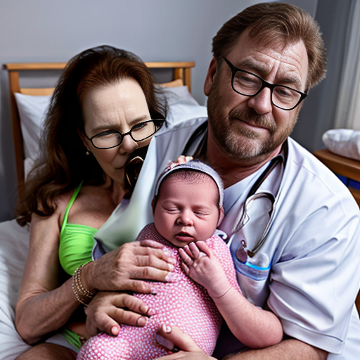 John Goodman y Elizabeth Perkins y con cute adorable baby newborn gives premature glasses con pijama slepwear bikini sensual sexy con brazalete hospital con cama con almohadas con acostados con hospital 15