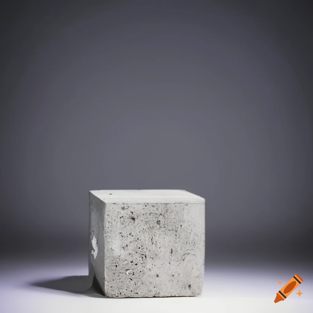 a pollish concrete cube in white surface