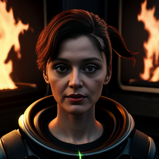 Alien Romulus style Ripley with fire flame gun realism