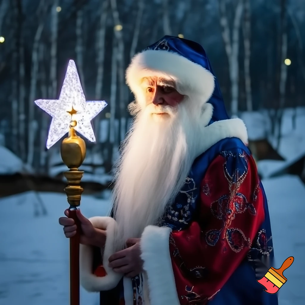Russian Santa Claus magic one staff walking stick with a star real Santa Claus, Santa Claus the real person