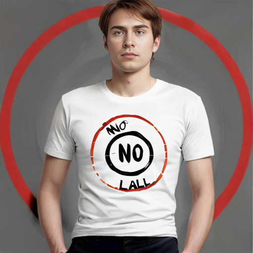"NO REPLY ALL" on a t-shirt with a circle and a red line through the circle