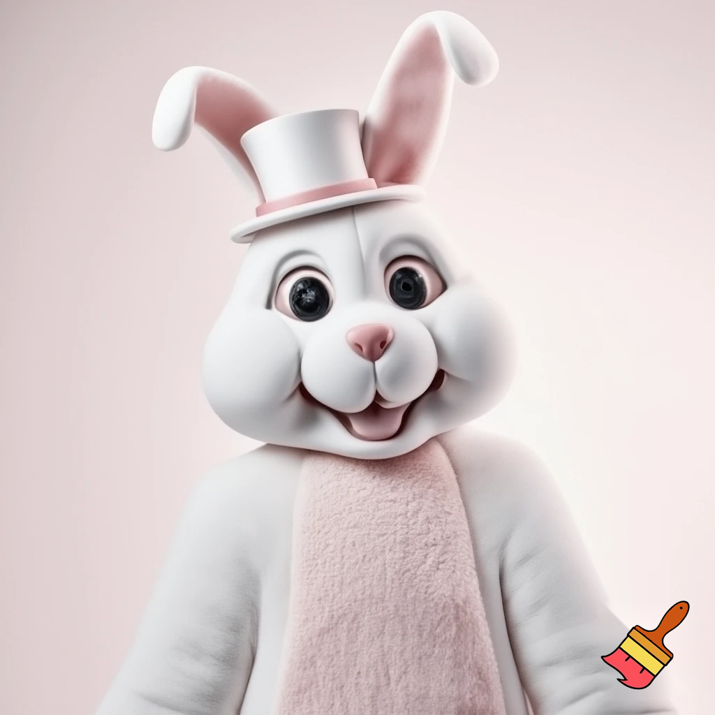  Mascot costume Easter bunny costume top hat pink and white delicate special in delicate